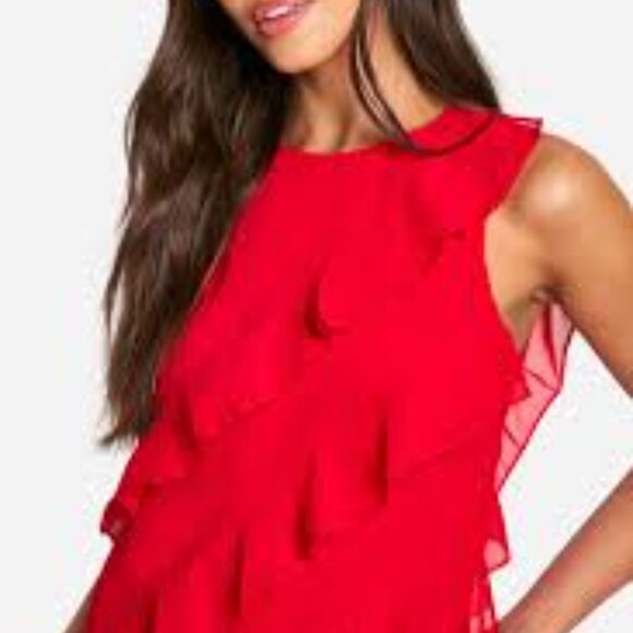 Women's Red Layered Top - Picture 5 of 5